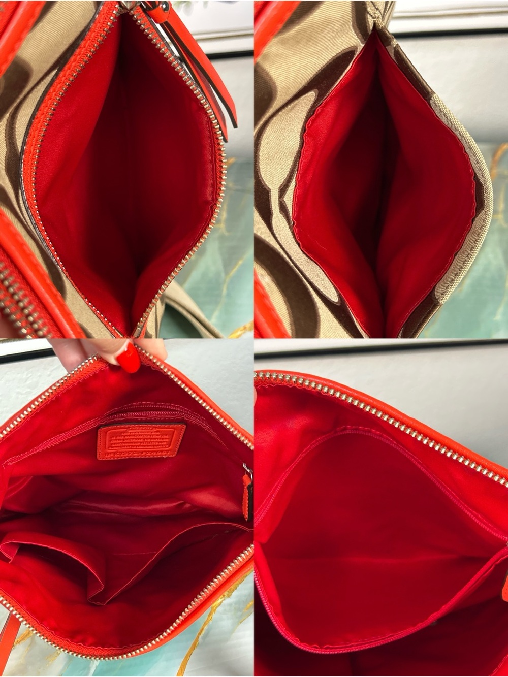 COACH 2013 Daisy Signature File Crossbody Bag in Khaki & Coral 😍🧡 - Picture 10 of 17